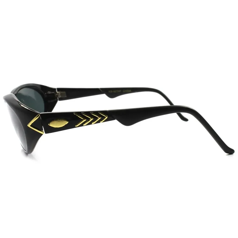 Classic Vintage 70s 80s Old Fashioned Party Costume Womens Black Oval Sunglasses
